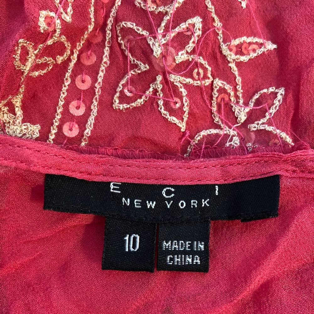 ECI sheer Silk embellished long sleeve top 10 - Picture 3 of 8